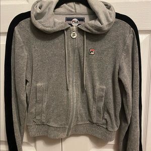 FILA: Velour cropped zip-up hoodie